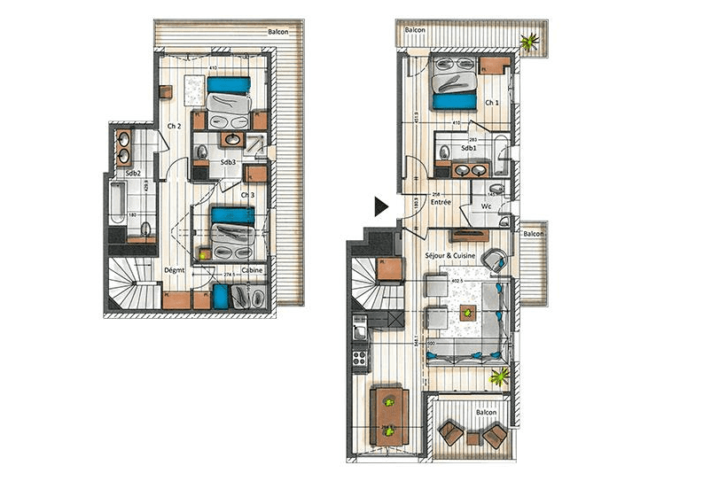 Aspen Lodge A32 - 4 Bedroom Apartment Courchevel Moriond - Floor Plan