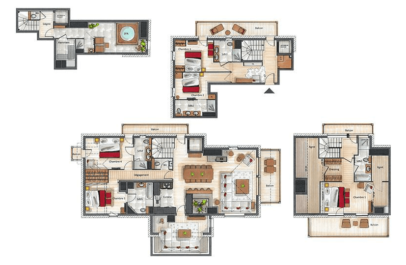 Le C Penthouse Koh I Nor 5 Bedroom - Courchevel Moriond (1650) Floor Plan