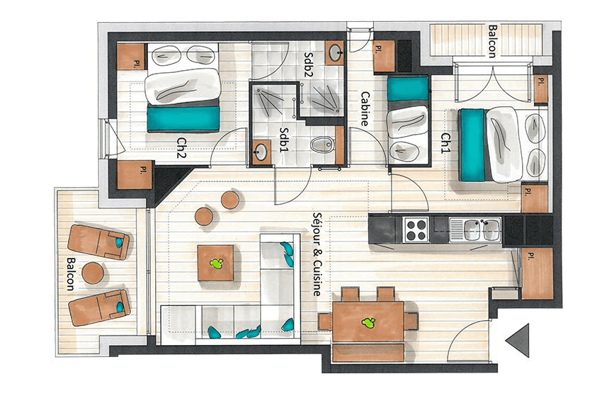 Whistler Lodge 3 Bedroom Apartment B07 Floor Plan