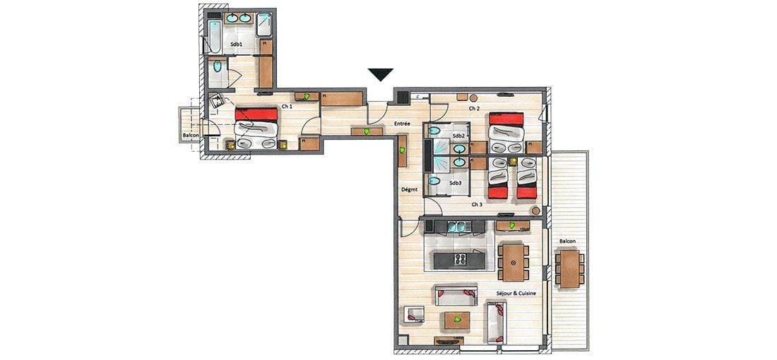 Mammoth Lodge D12 Appartment Floor Plan