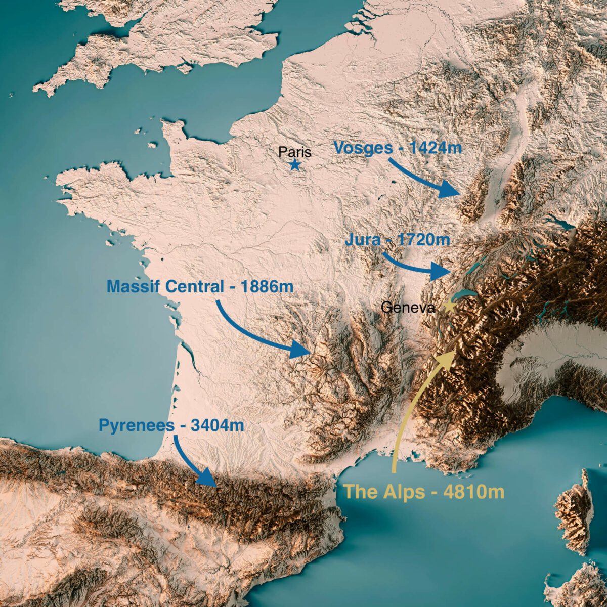 France Mountain Range Map
