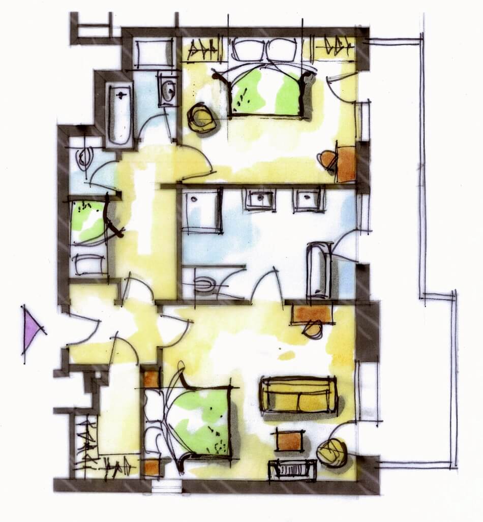 Le Blizzard 2 Bedroom Mountain Suite Floor Plan 75 M² 6 Pax 2