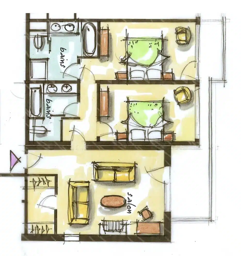 Le Blizzard 2 Bedroom Mountain Suite Floor Plan 82 M² 4 Pax 2