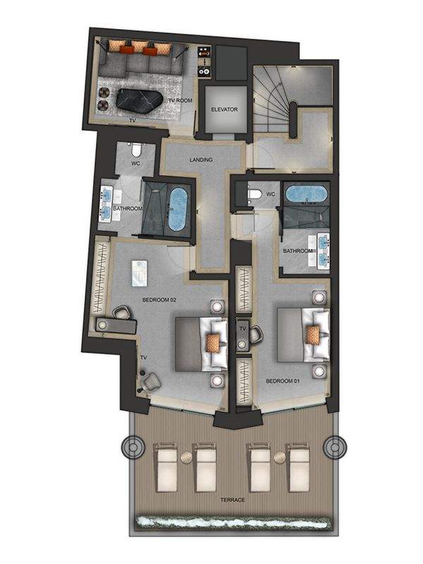 5 Star Le K2 Palace Chalet Suite K6 3 Bedrooms Floor Plan 3